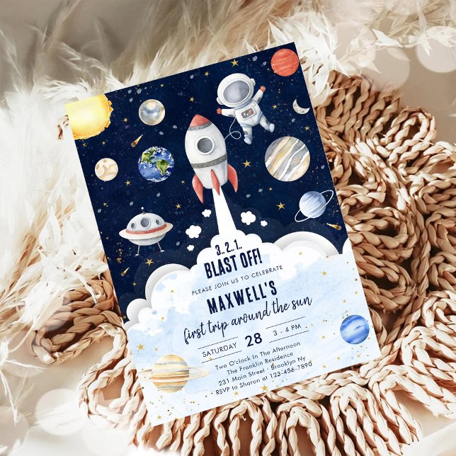 Invitación Outer Space Planets Astronaut Boy Birthday (Subido por el creador)