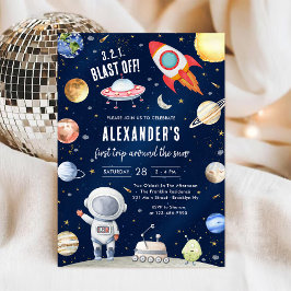 Invitación Outer Space Planets Astronaut Boy Birthday