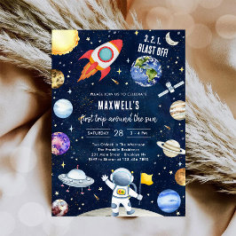 Invitación Outer Space Planets Astronaut Boy Birthday