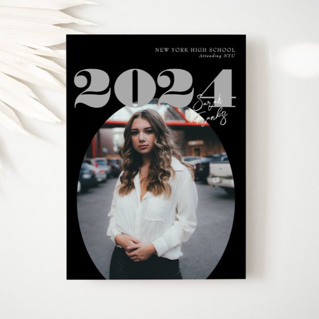 Invitación Oval Bold Clase Moderna de Graduación de Foto 2024 (Subido por el creador)