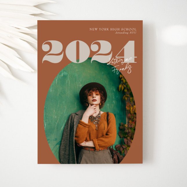 Invitación Oval Bold Clase Moderna de Graduación de Foto 2024 (Subido por el creador)