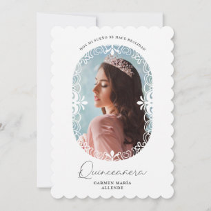 Invitación Oval Flourish Moda Española Foto Quinceañera