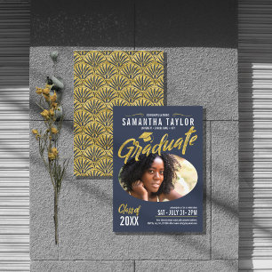Invitación Oval Photo Graduation Gold Arches ID896