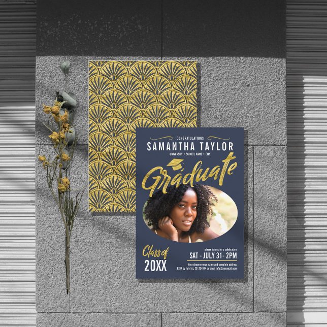 Invitación Oval Photo Graduation Gold Arches ID896 (Subido por el creador)