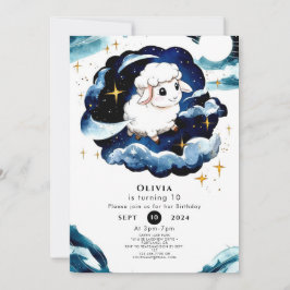 Invitación Oveja de Cumpleaños de Pastel Encantado