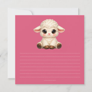 Invitación Oveja Feliz y Linda con Ojos Grandes Animal de Gra