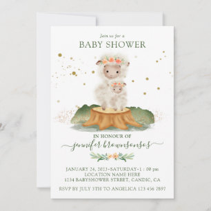 Invitación Oveja Mamá Conejito Bebé