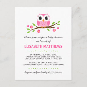 Invitación Oveja rosa en rama floral chica ducha bebé