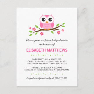Invitación Oveja rosa en rama floral chica ducha bebé