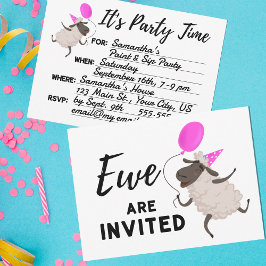 Invitación Oveja Rosa Está Invitada Fiesta para Todas las Oca