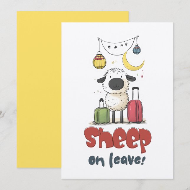 Invitación Ovejas de Eid de Vacaciones | Completamente Embala (Anverso / Reverso)