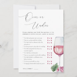 Invitación Over or Under Vino before Vows Bridal Shower Game