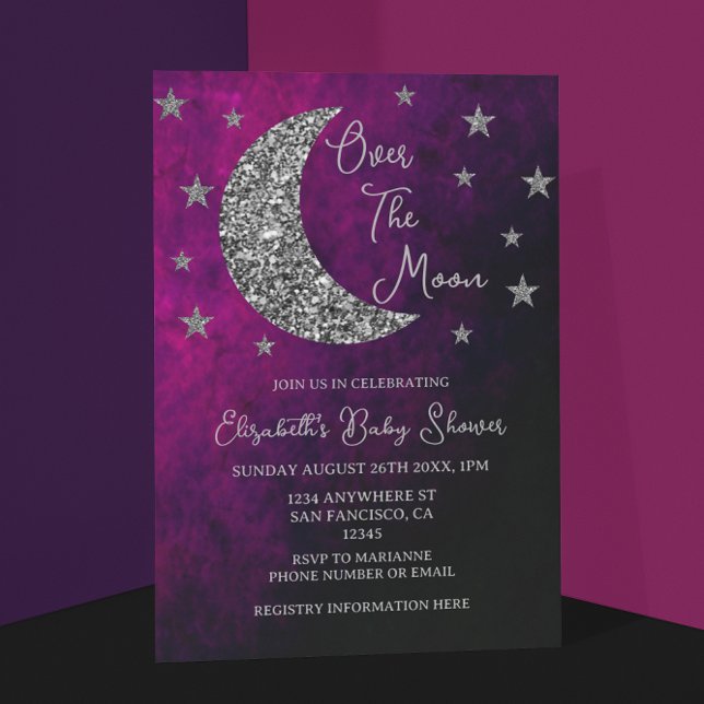 Invitación Over The Moon Baby Shower (Subido por el creador)