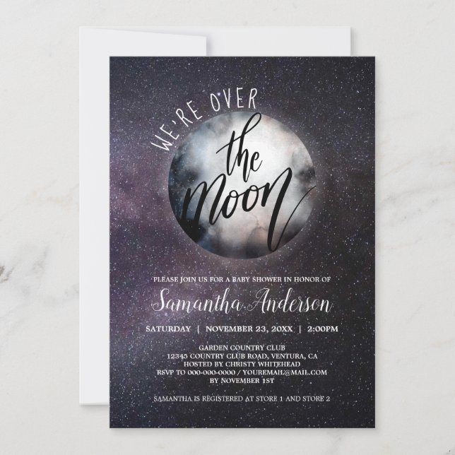 Invitación Over the Moon Baby Shower (Anverso)
