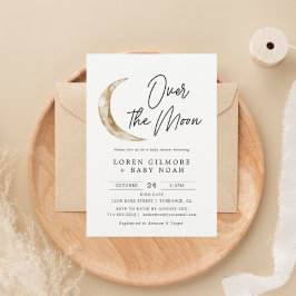 Invitación Over the Moon Baby Shower Boy
