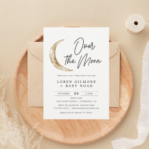 Invitación Over the Moon Baby Shower Boy