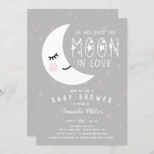 Invitación Over The Moon Chica Baby Shower