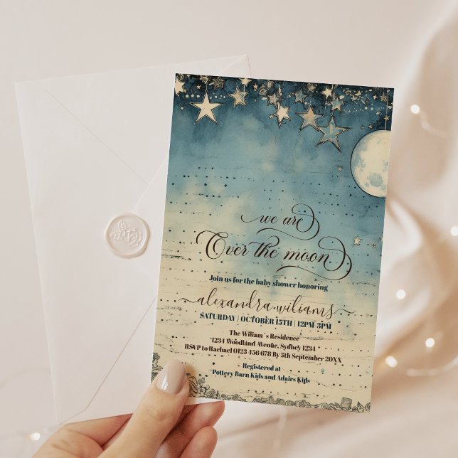 Invitación Over the Moon Dreamy Boy Baby Shower (Subido por el creador)