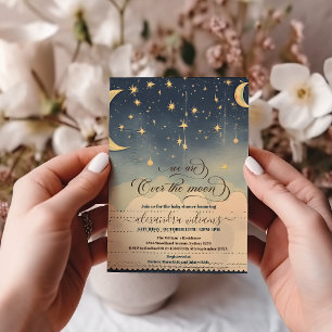 Invitación Over the Moon Dreamy Boy Baby Shower