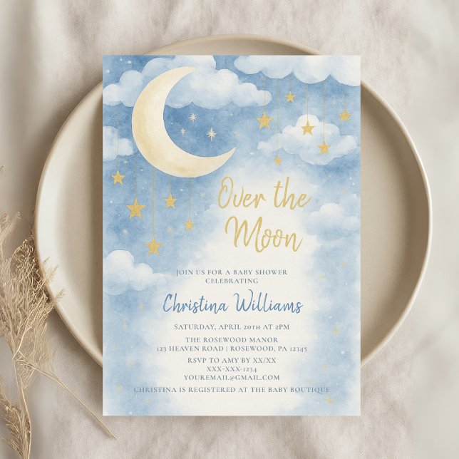 Invitación Over the Moon for Baby Shower Invitation (Subido por el creador)