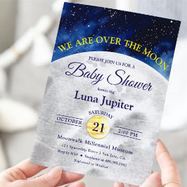 Invitación Over the Moon Space Baby Shower
