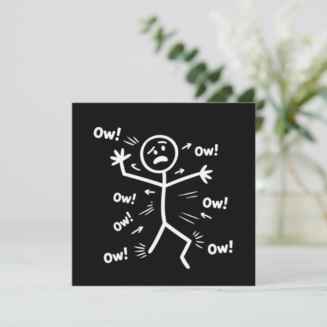 Invitación Ow Ow Ow Comedy Stick Character Funny Chronic Pain (Anverso de pie)