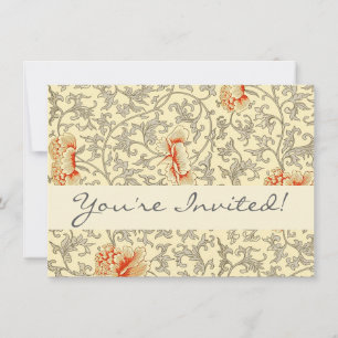 Invitación Owen Jones Patrón Antiguo: Coral Floral Gris