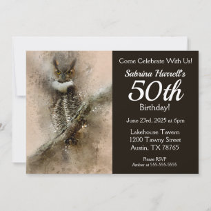 Invitación Owl 50.ª fiesta de cumpleaños