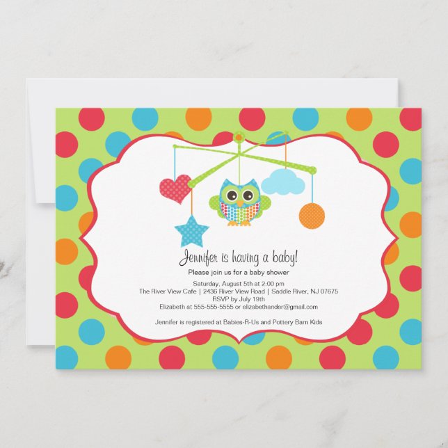 Invitación Owl Baby Shower Invitations (Anverso)