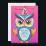 Invitación Owl Birthday Party Kids Bold<br><div class="desc">Un adorable personalizado de búhos para la fiesta de cumpleaños de su hijo está aquí para preguntarle ¿Quién cumple 2,  o 3 o 4 años o cualquier edad,  incluso 1! Cuidada con colores vivos modernos con un fondo colorido.</div>