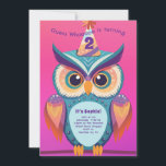 Invitación Owl Birthday Party Kids Bold<br><div class="desc">Un adorable personalizado de búhos para la fiesta de cumpleaños de su hijo está aquí para preguntarle ¿Quién cumple 2,  o 3 o 4 años o cualquier edad,  incluso 1! Cuidada con colores vivos modernos con un fondo colorido.</div>