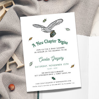 Invitación Owl Book Themed Ototumn Baby Shower