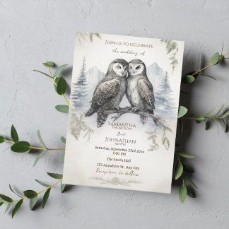 Invitación Owl Love Rustic
