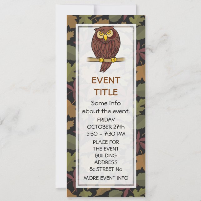 Invitación Owl Personalizado (Reverso)
