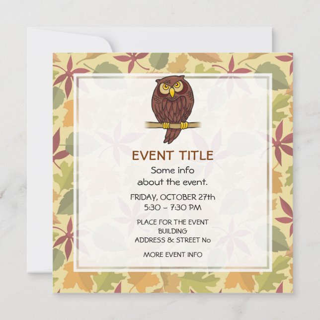 Invitación Owl Personalizado (Reverso)