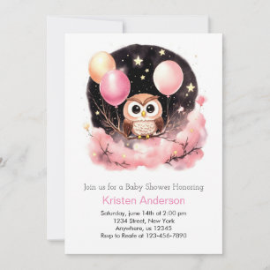 Invitación Owl Wildflower Woodland Dreamy Chica Baby Shower
