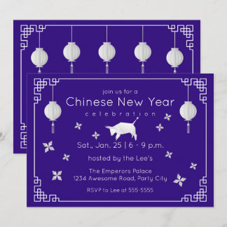 Invitación Ox de origami de Año Nuevo chino, morado
