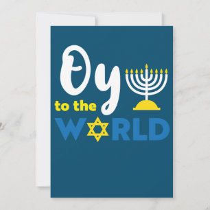 Invitación Oy al mundo, divertido feliz Hanukkah