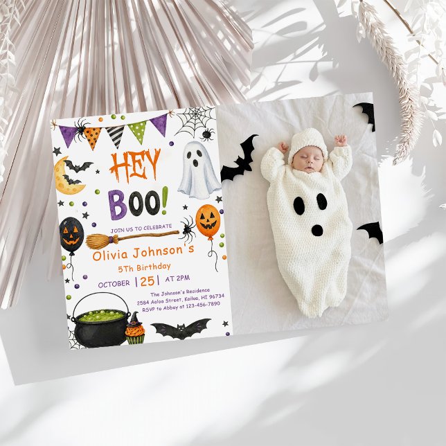 Invitación Oye Boo Cumpleaños de Fantasma Divertido de Hallow (Subido por el creador)