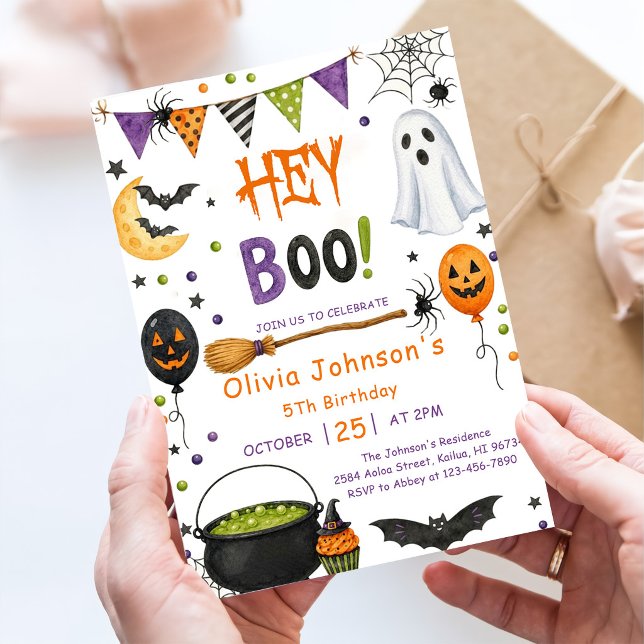 Invitación Oye Boo Cumpleaños de Fantasma Divertido de Hallow (Subido por el creador)