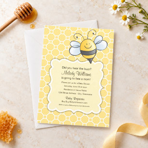 Invitación ¿Oyóste el Zumbido? Baby Shower de Abejorro