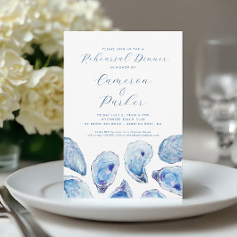 Invitación Oyster Boda ensayo Blue Watercolor