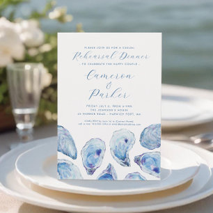 Invitación Oyster Casual Boda ensayo Blue Watercolor