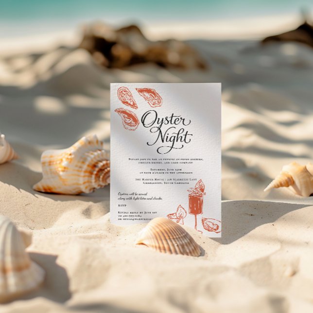 Invitación Oyster Night | Elegant Coastal Dinner Party (Subido por el creador)