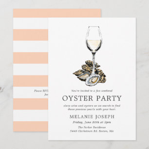 Invitación Oyster Pearl Party   Rayas de Melocotón
