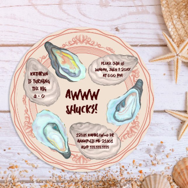 Invitación Oyster Roast Awww Shucks Adult Birthday Party (Subido por el creador)