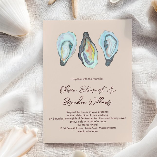 Invitación Oyster Roast Coastal Seaside Watercolor Wedding  (Subido por el creador)