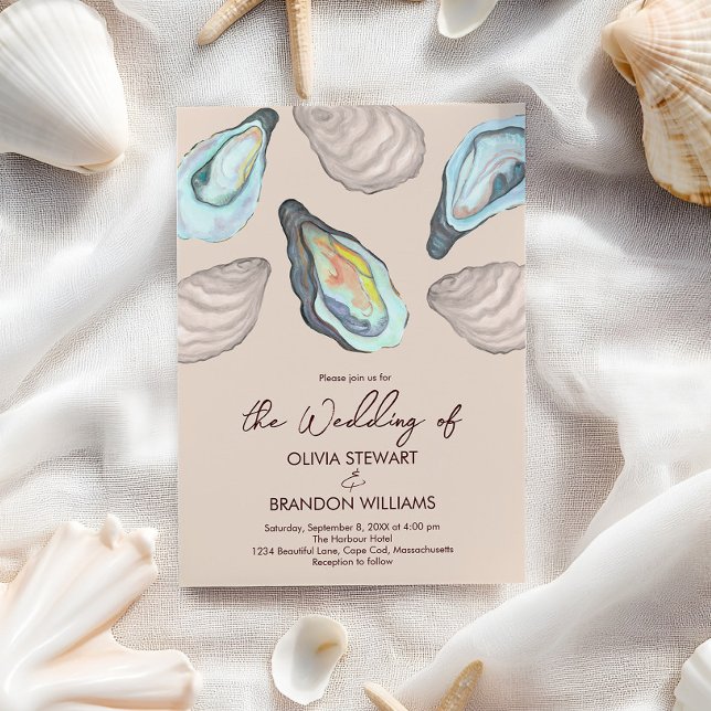 Invitación Oyster Roast Coastal Seaside Watercolor Wedding  (Subido por el creador)