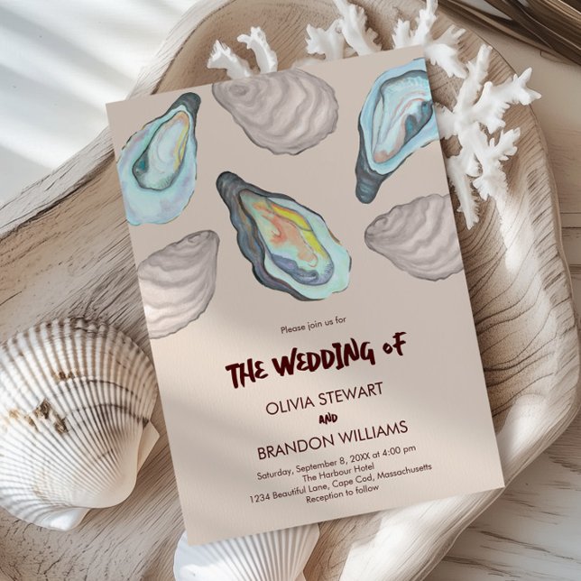 Invitación Oyster Roast Coastal Seaside Watercolor Wedding  (Subido por el creador)