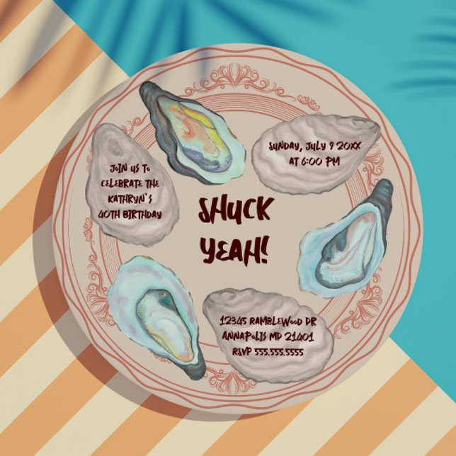 Invitación Oyster Roast Shuck Yeah Adult Birthday Party (Subido por el creador)